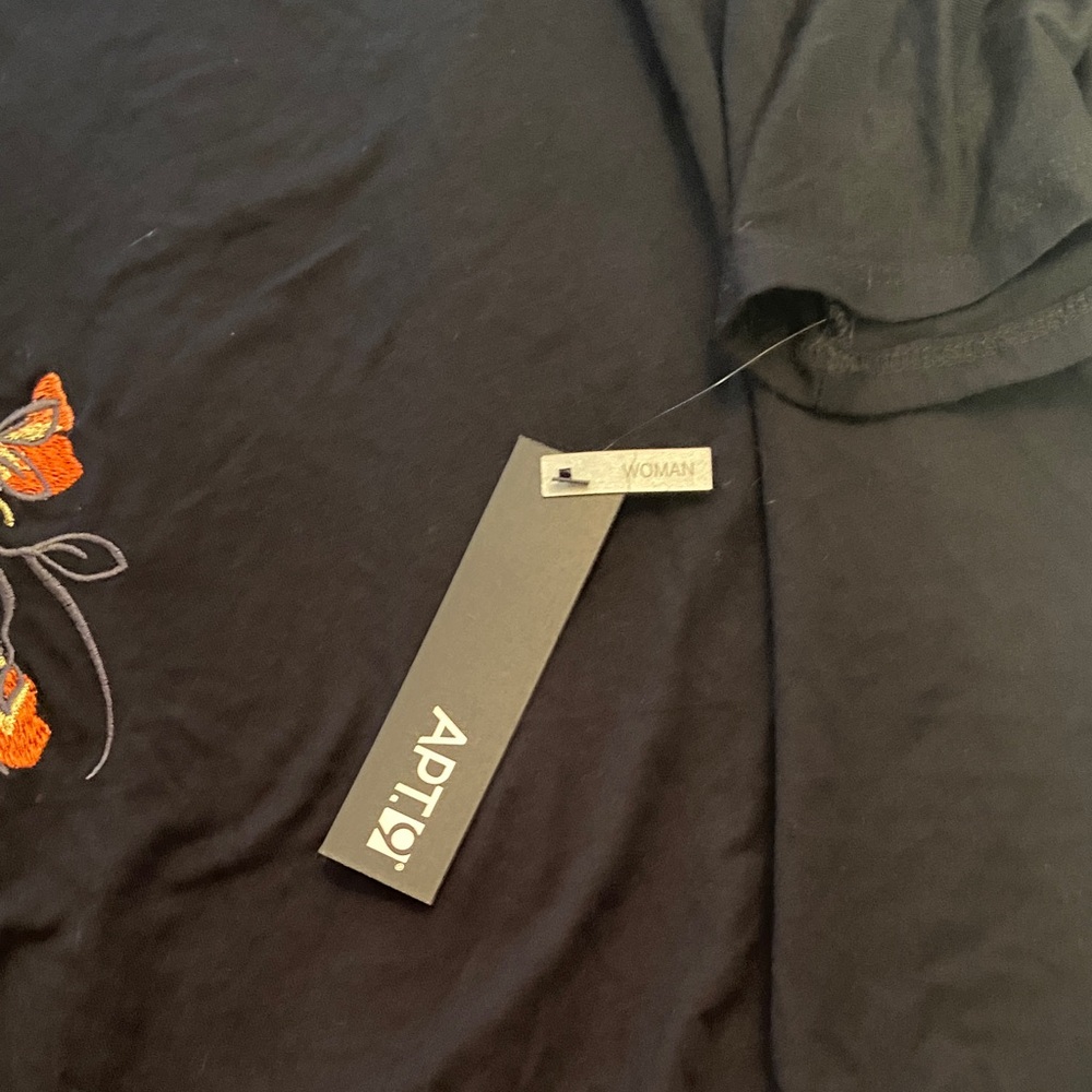 Apt. 9 Black Tunic with Orange Floral Embroidery - Picture 9 of 9